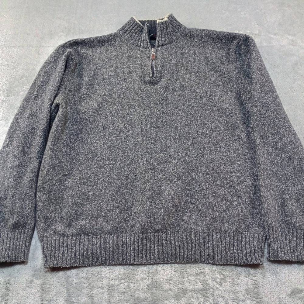Iceland Quarter Zip Sweater Mens Large Gray Wool Blend Made in Italy Pullover